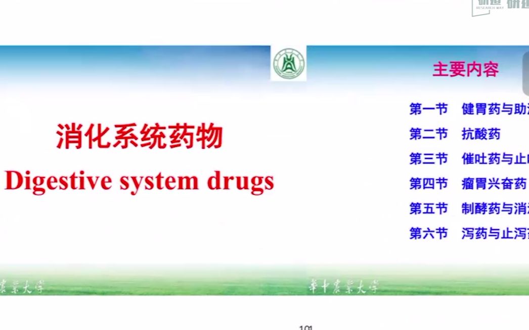 [图]《兽医药理学》第五章消化系统药物（华中农业大学兽医专硕考研课程）