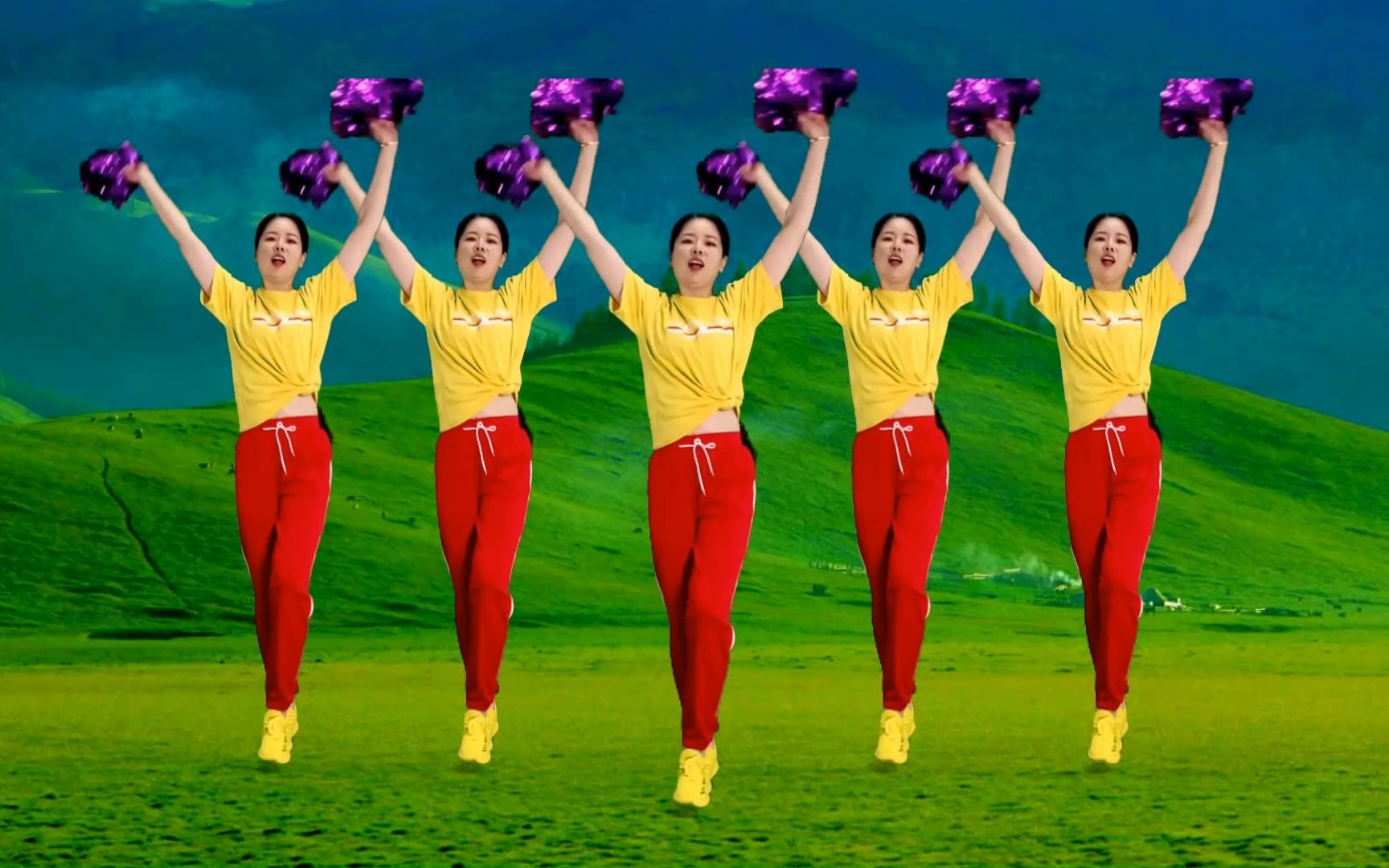 庆国庆健身舞《爱我中华》花球舞