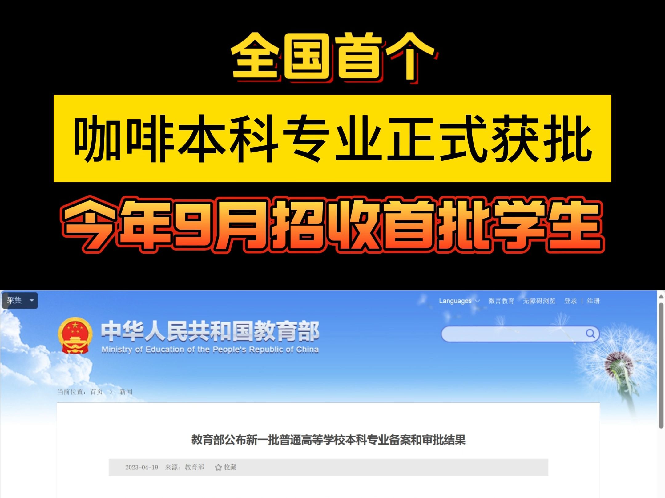 教育部发布2024年普通高等学校本科专业目录,其中新增24种本科专业.其中,咖啡科学与工程专业上哔哩哔哩bilibili