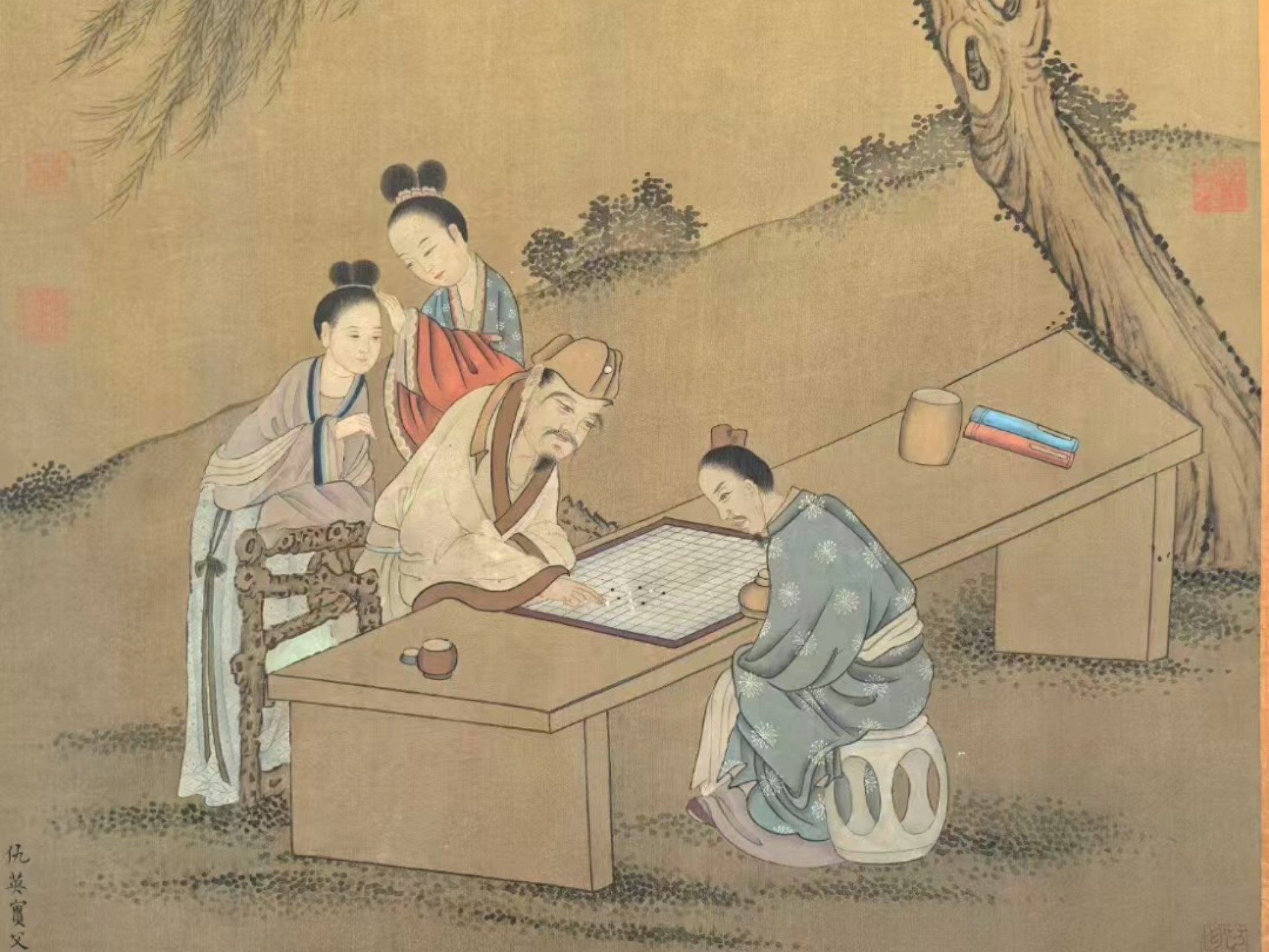 仇英,精品绢本:高士图