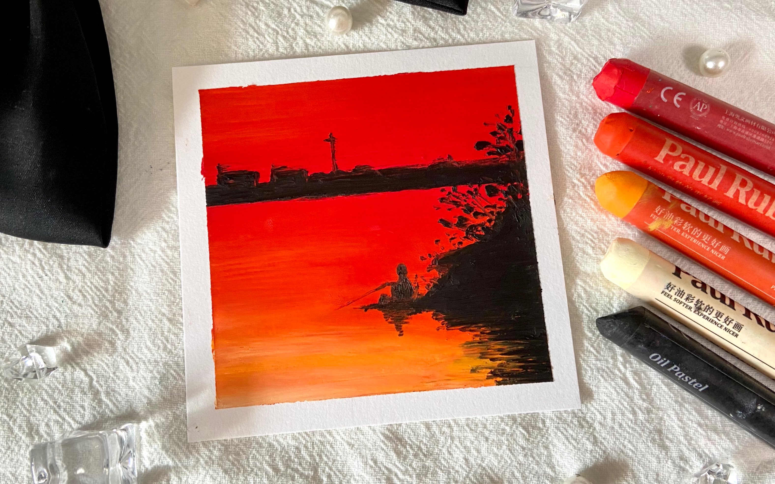 【油画棒画】红日 绘画过程