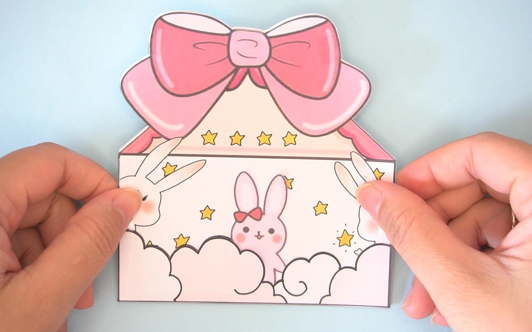 自制小兔兔的蝴蝶结安静书,有趣纸娃娃书