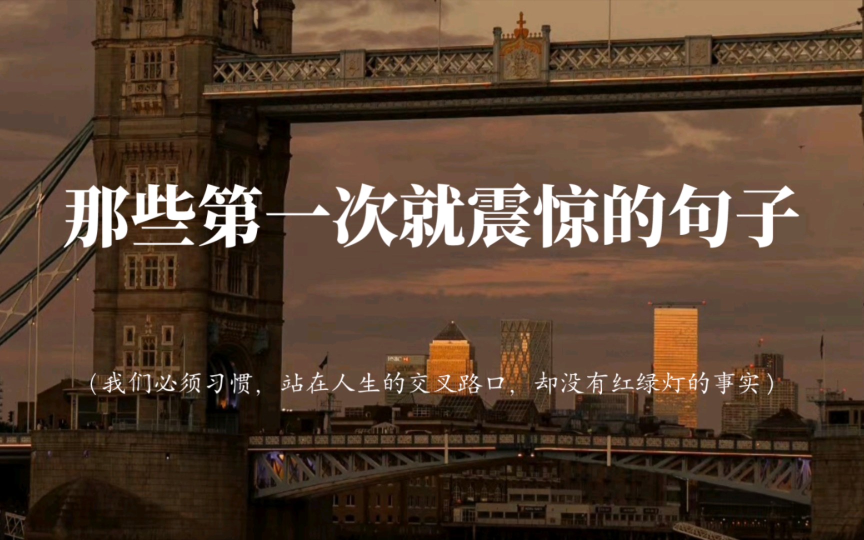 “我们必须习惯,站在人生的交叉路口,却没有红绿灯的事实”|第一次就震惊的句子哔哩哔哩bilibili