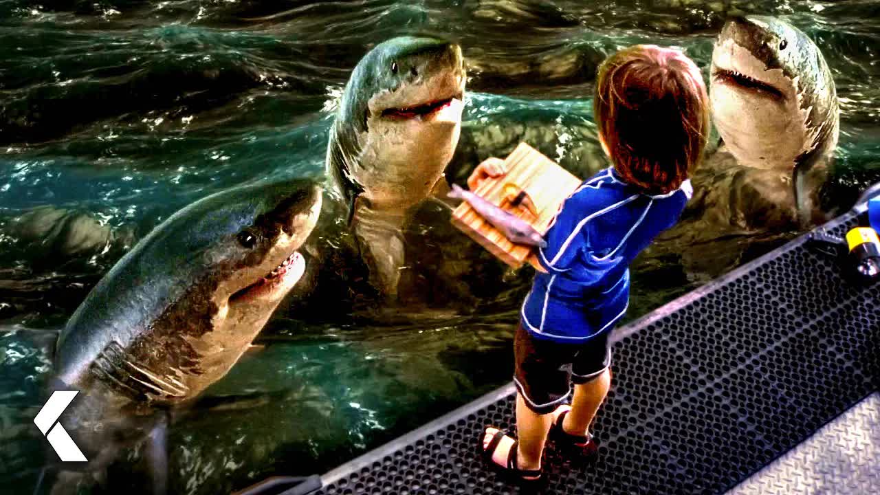 鲨鱼与鲨鱼男孩相遇的场景 - 鲨鱼男孩和熔岩女孩的冒险