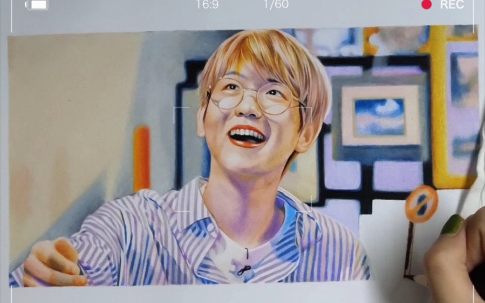 手绘彩铅写实人物exo-baekhyun边伯贤