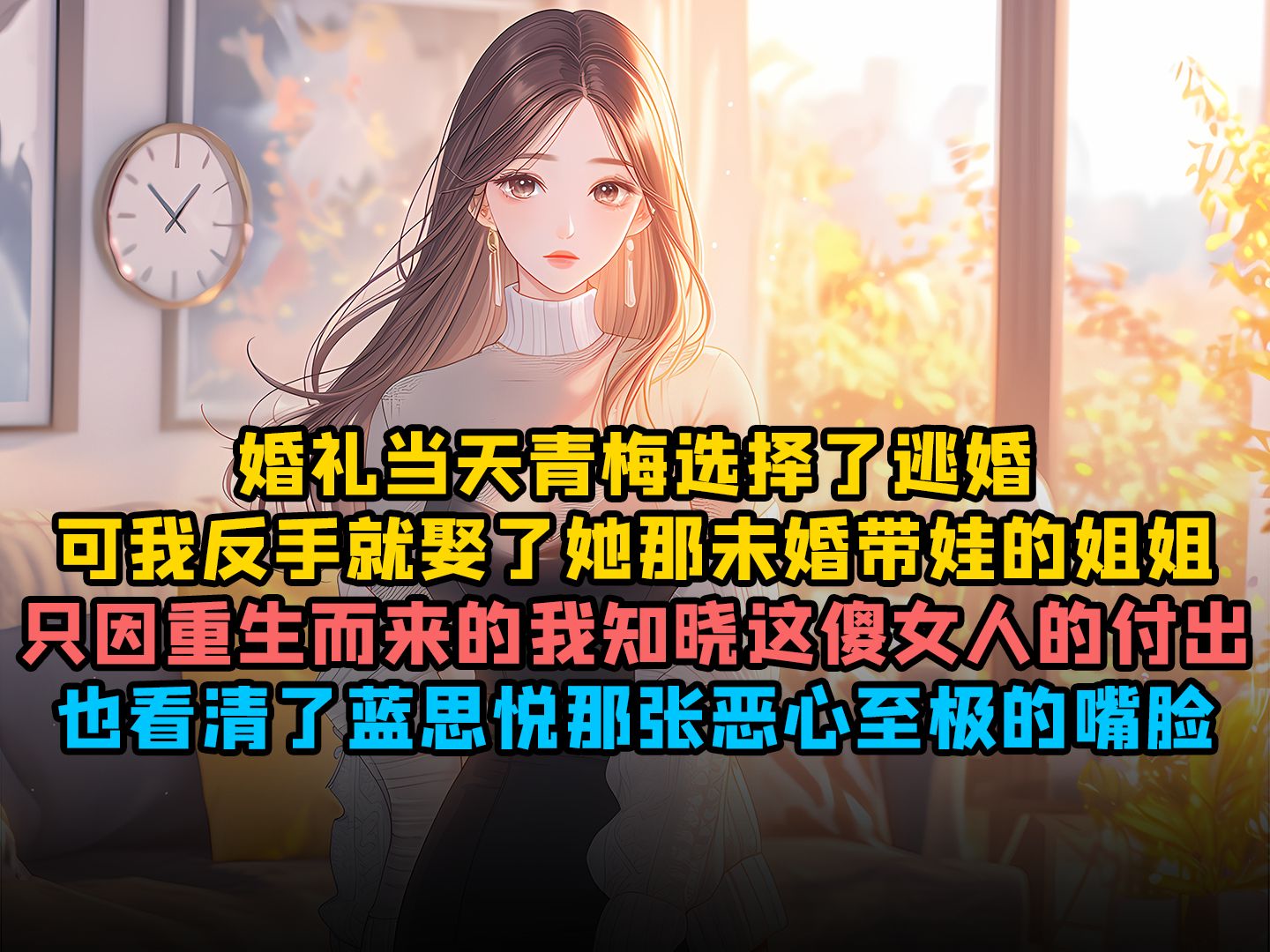 [图]婚礼当天青梅选择了逃婚，可我反手就娶了她那未婚带娃的姐姐蓝欣雅，只因重生而来的我知晓蓝欣雅这傻女人对我的付出，也看清了蓝思悦那张恶心至极的嘴脸