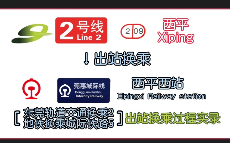 [地铁换乘城际铁路5,东莞轨道交通换乘站2]东莞轨道交通2号线西平站出站换乘莞惠城际西平西站 出站换乘过程实录哔哩哔哩bilibili