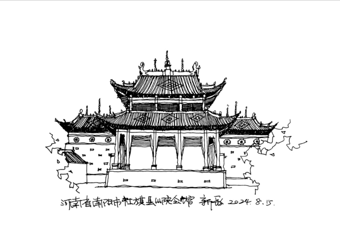 中国古代建筑速写图片