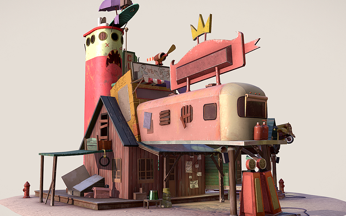 【maya】零基础教你制作"修理厂"场景模型,3d场景建模结构思路讲解