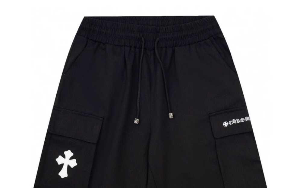 ch克罗心新款工装口袋款皮标十字架刺绣字母短裤男女同款