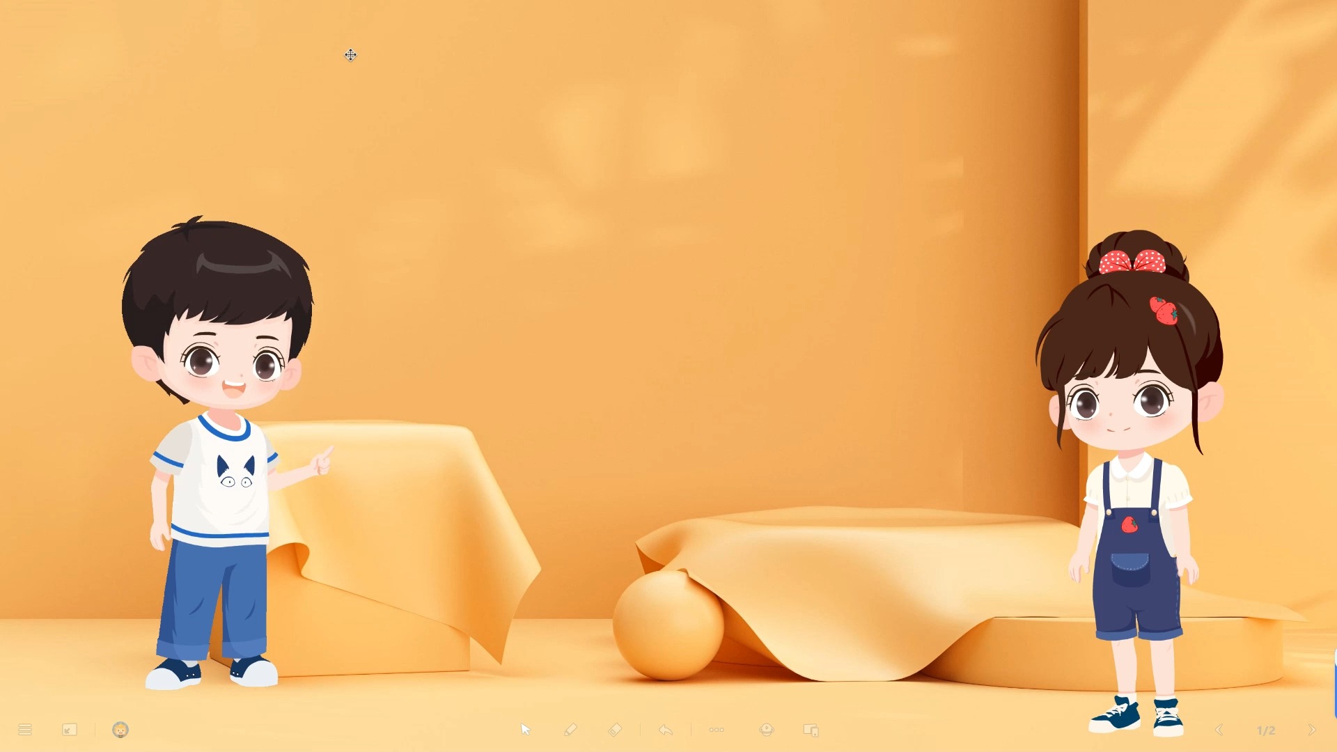 原创卡通男女孩素材希沃中两个人物交替说话怎么实现