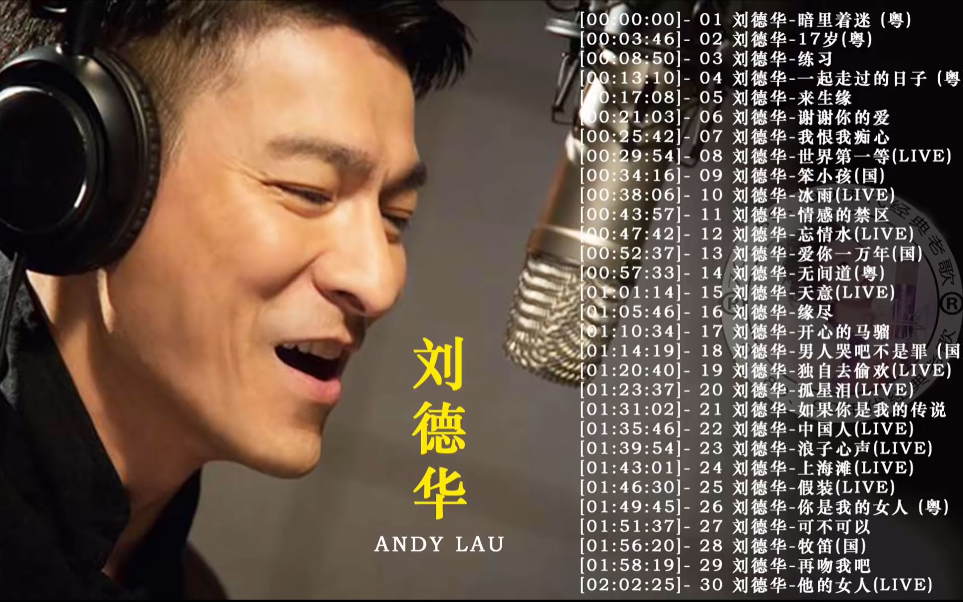 [图]刘德华 _Andy Lau 经典歌曲30首 - 歌曲珍藏 《暗里着迷_ 刘德华_-17岁_ 练习_一起走过的日子 _来生缘_一起走过的日子》