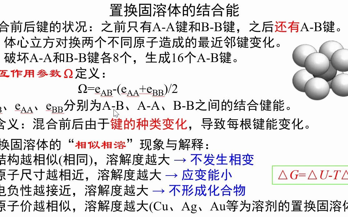 1.11置换固溶体的结合能《材料科学基础视频讲义》吴锵哔哩哔哩bilibili