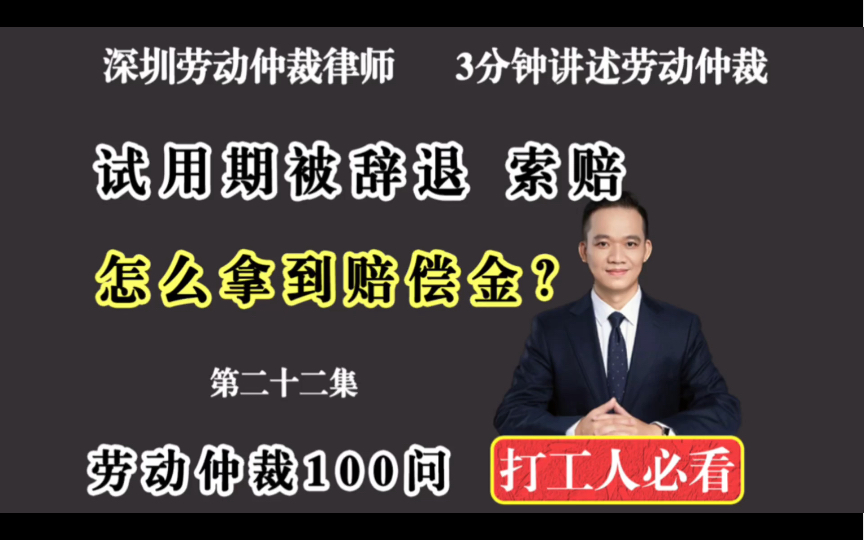 深圳劳动法纠纷律师第22集:试用期被辞退怎么索赔?哔哩哔哩bilibili