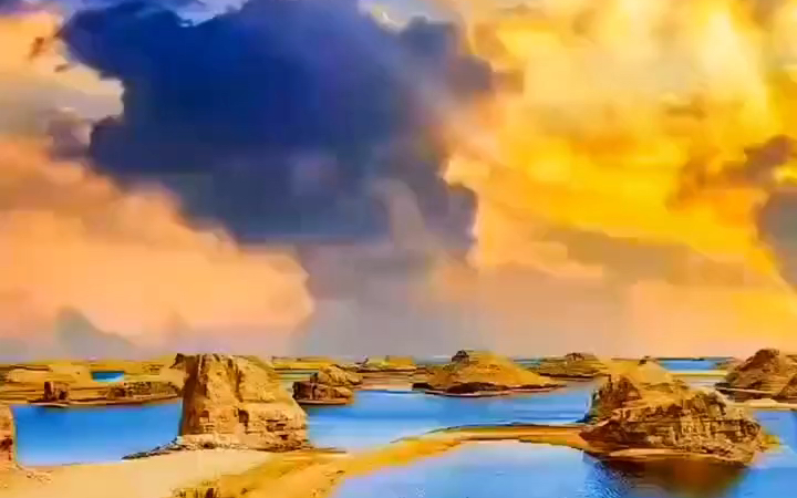 高清爆款背景素材分享:#碧水蓝天 #醉美晚霞 #风景 #天空 #素材