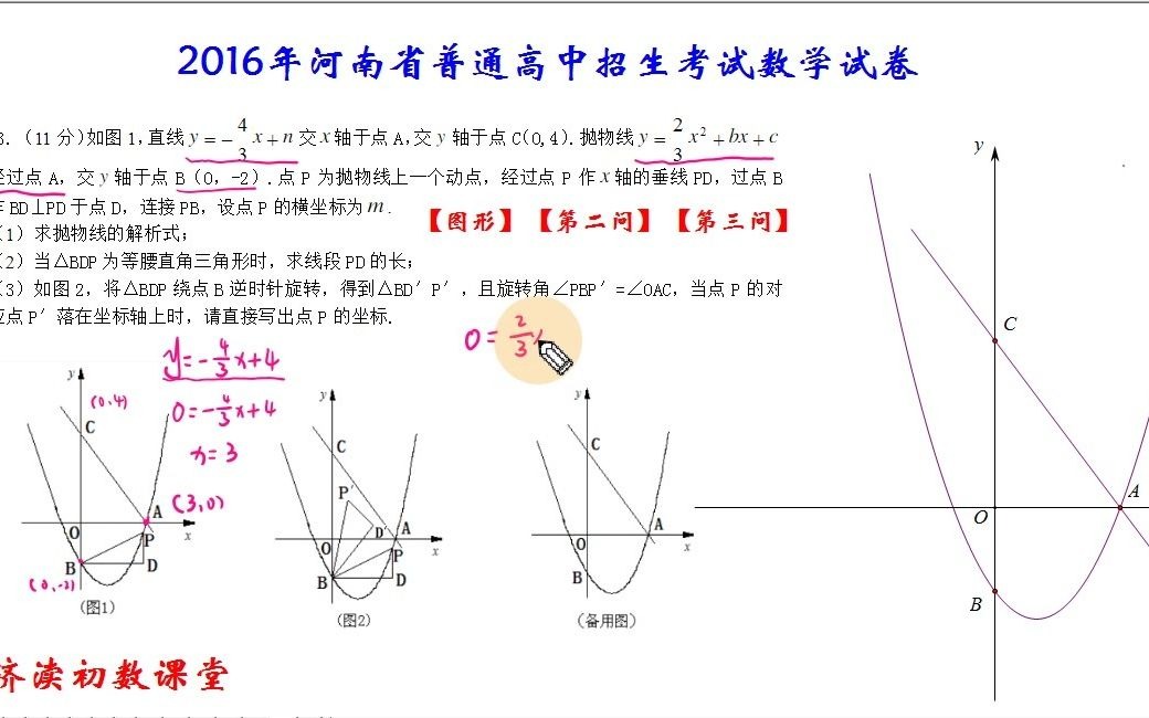 【中招】2016年河南省普通高中招生考试数学试卷解答题23(1)哔哩哔哩bilibili