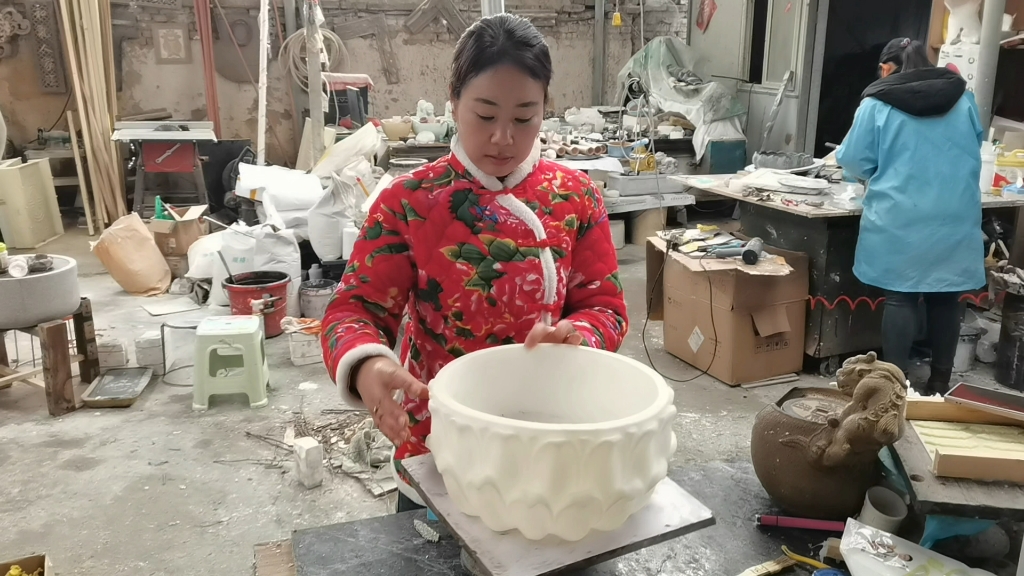 别墅花园院子装饰花艺摆件家居阳台布置盆景中式复古仿石花架花盆原创莲花盆#水泥花盆模具 #模具 #纯手工打造 质量杠杠的好 #技术培训哔哩哔哩bilibili