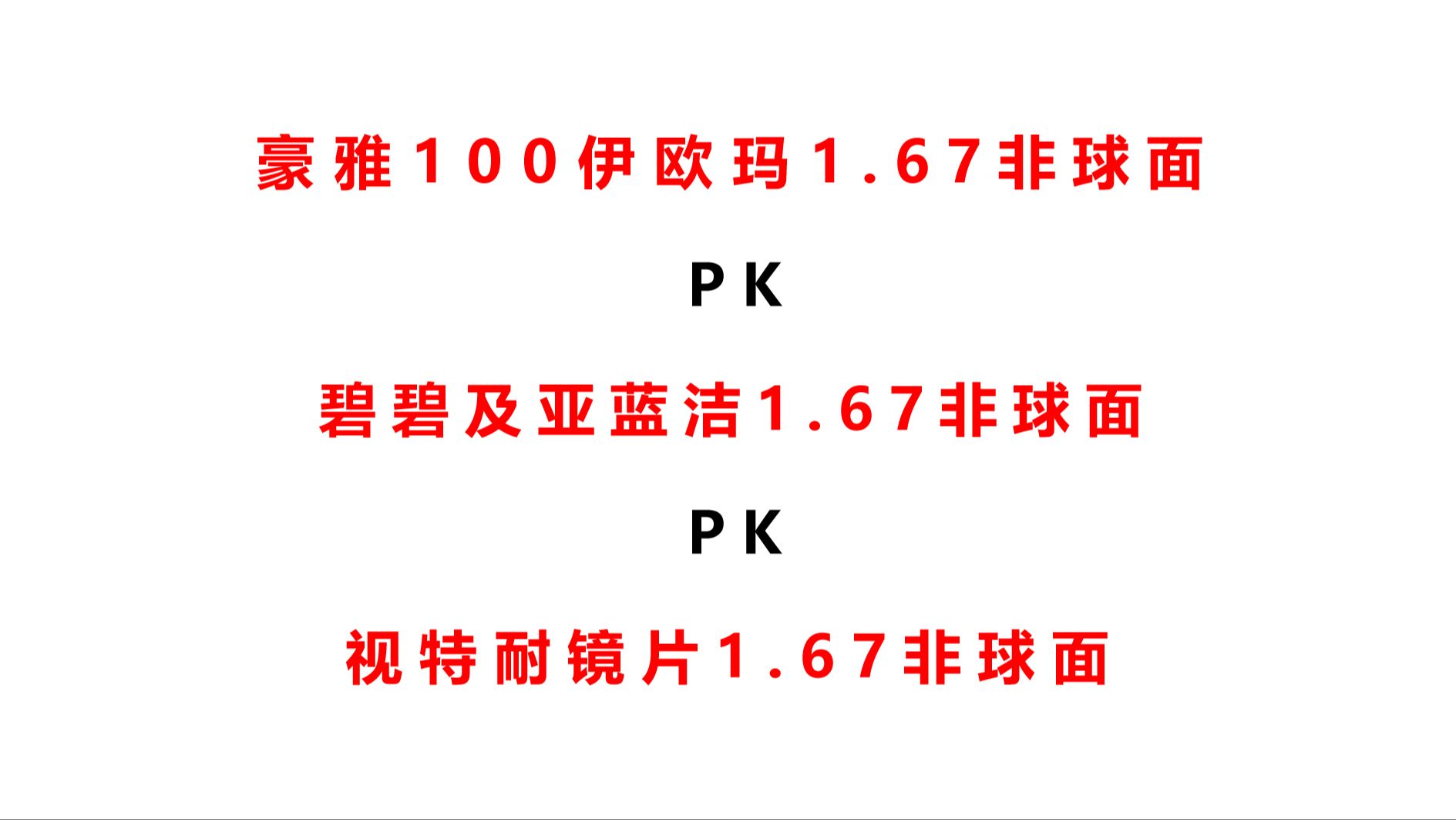 67非球面和碧碧及亞藍潔1.67非球面和視特耐1.67非球面對比