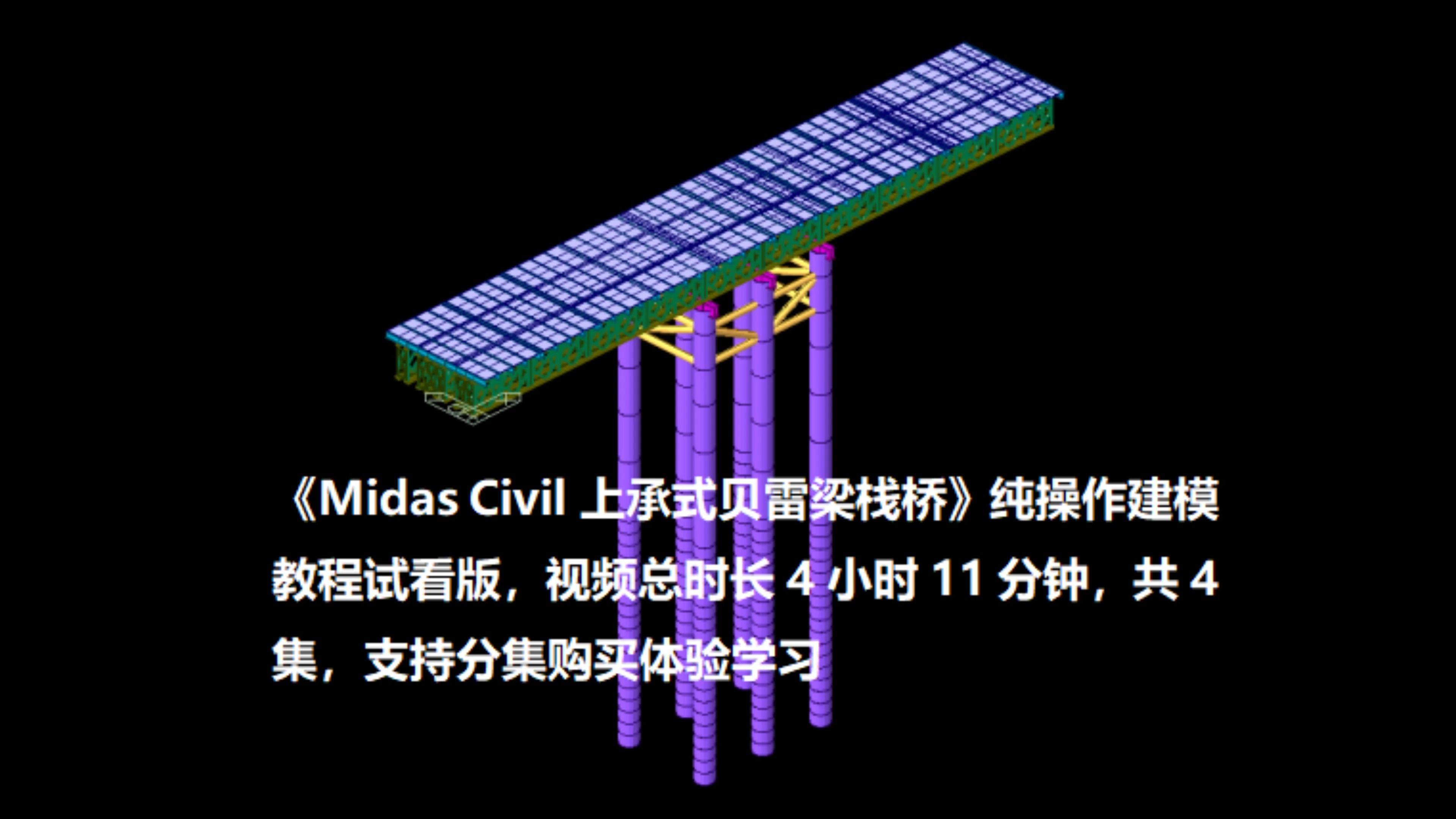 《midas civil上承式贝雷梁栈桥纯操作教程》出售教程试看