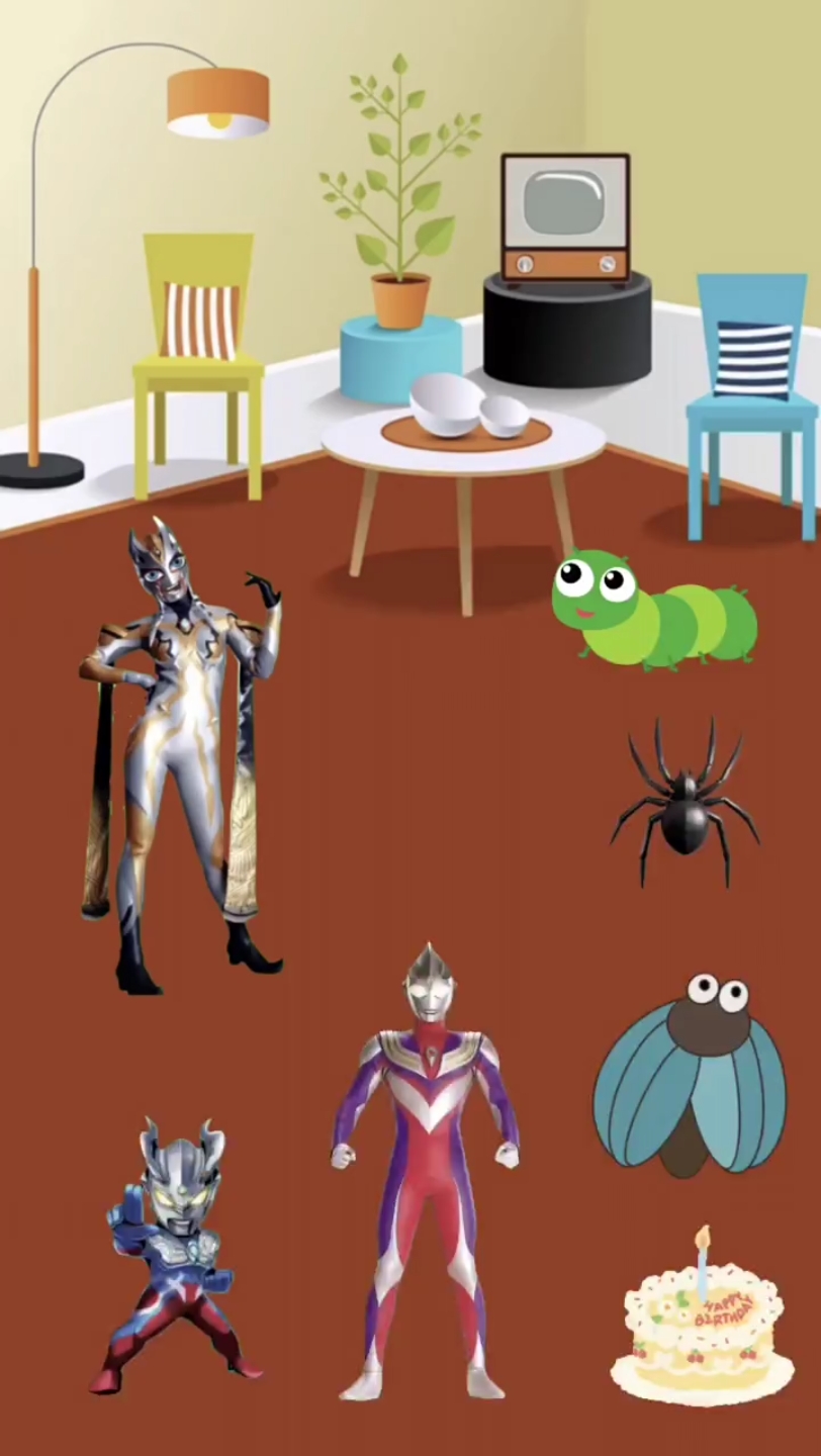 小奥特曼打死了毛毛虫,毛毛虫变成了苹果