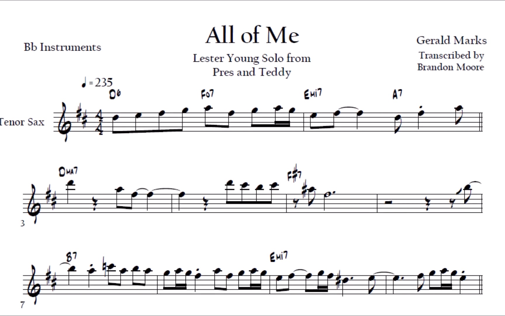 lester young solo transcription | "all of me" | pres and teddy