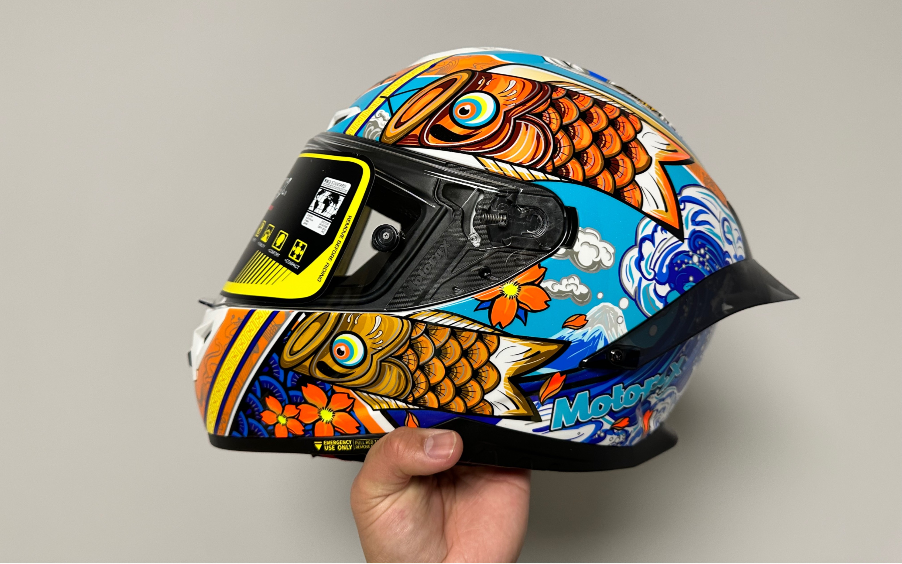 motorax摩雷士r50s锦鲤二代版画头盔开箱评测