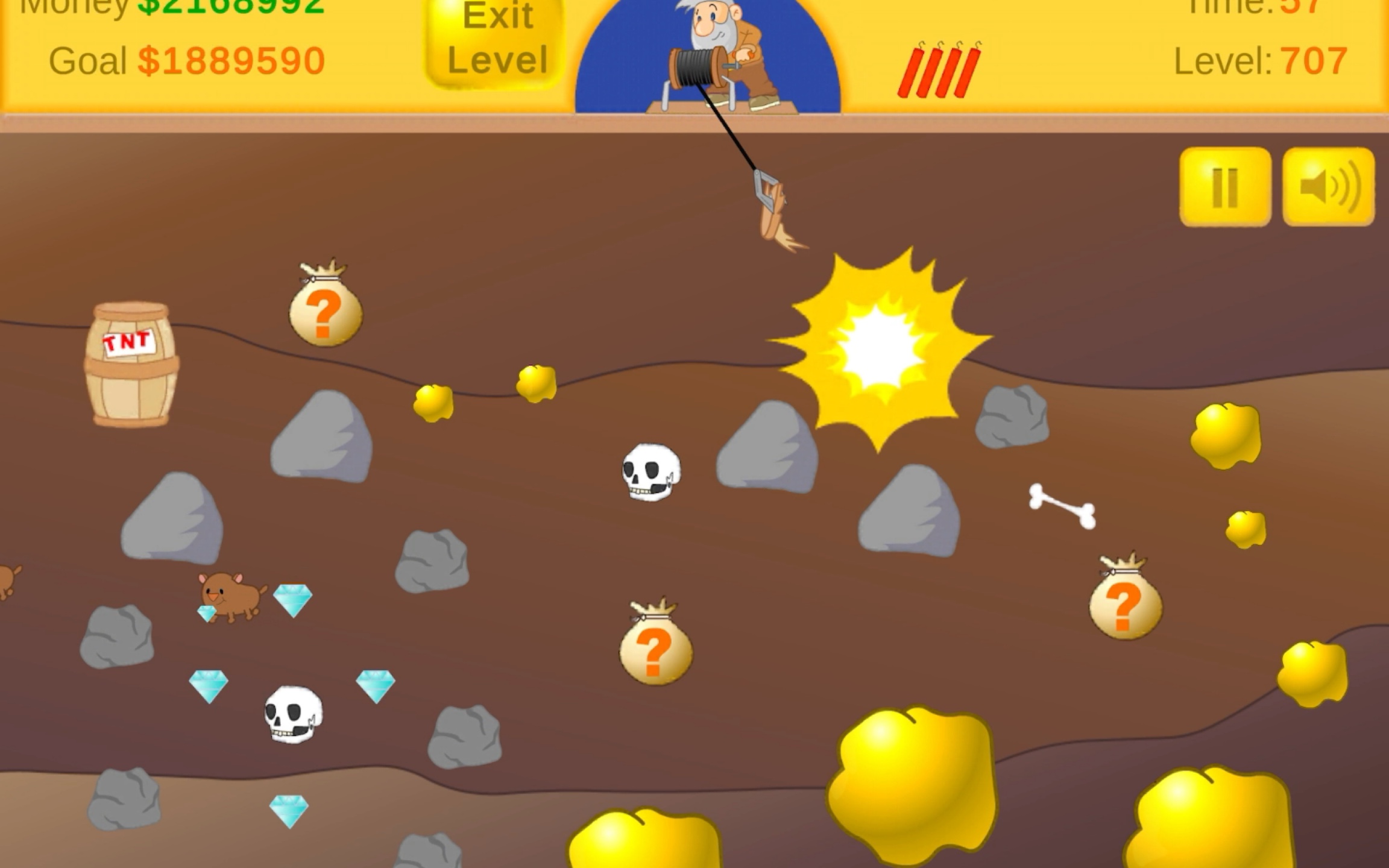 【黄金矿工】第707关之挖金矿滑铁卢