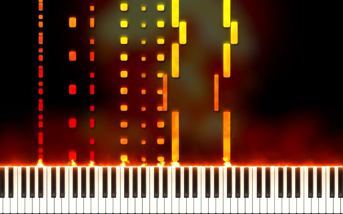 [图][黑乐谱](DRAGONFORCE)龙之力 - THROUGH THE FIRE AND FLAMES (钢琴Synthesia改编版)