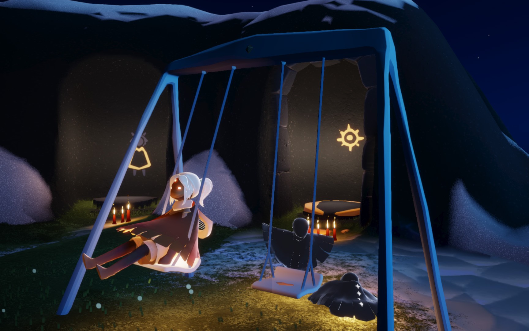 sky光遇蹭了大佬秋千坐看大佬在旁边斗技