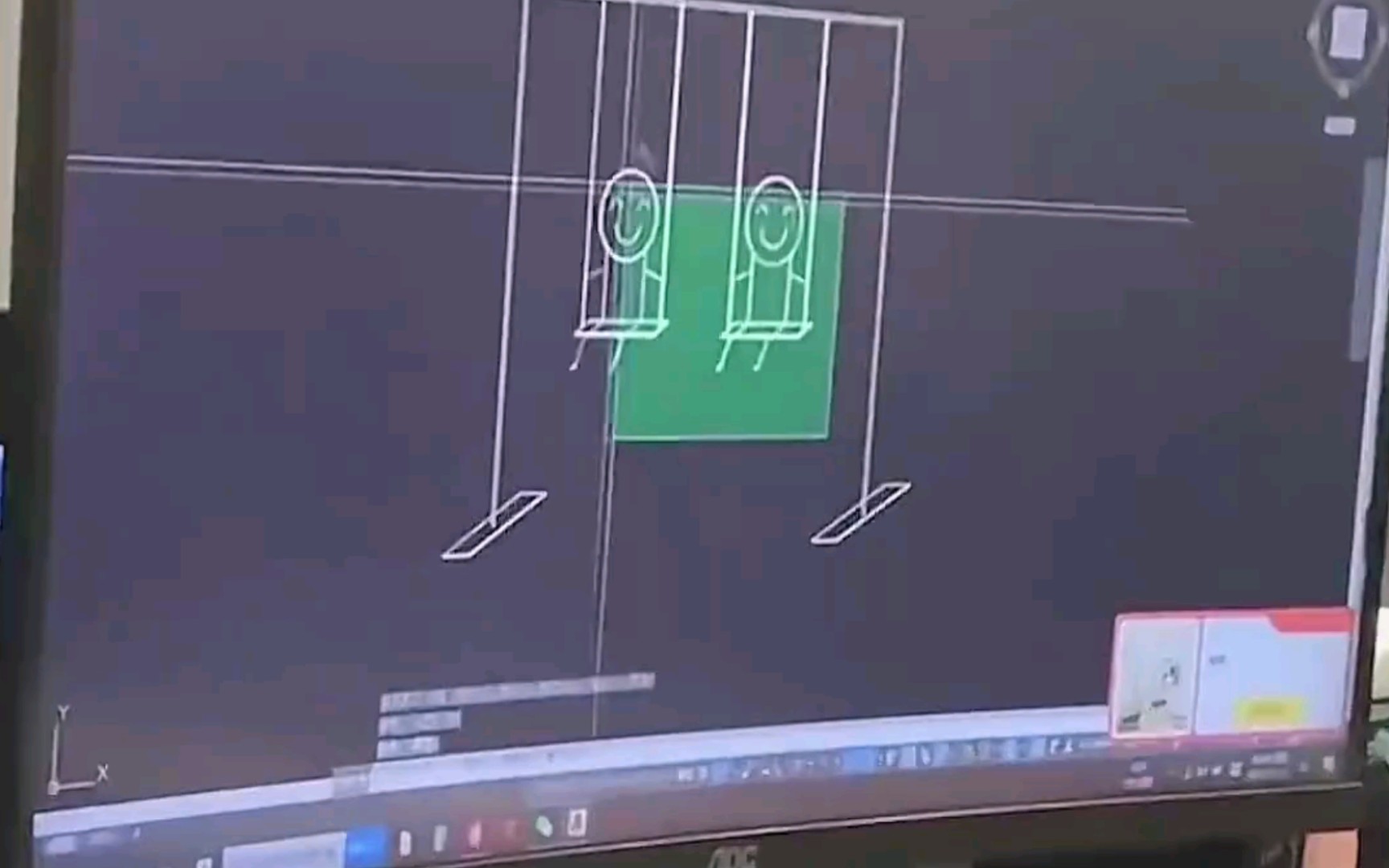 [图]女子用CAD画了架秋千，在上班摸鱼