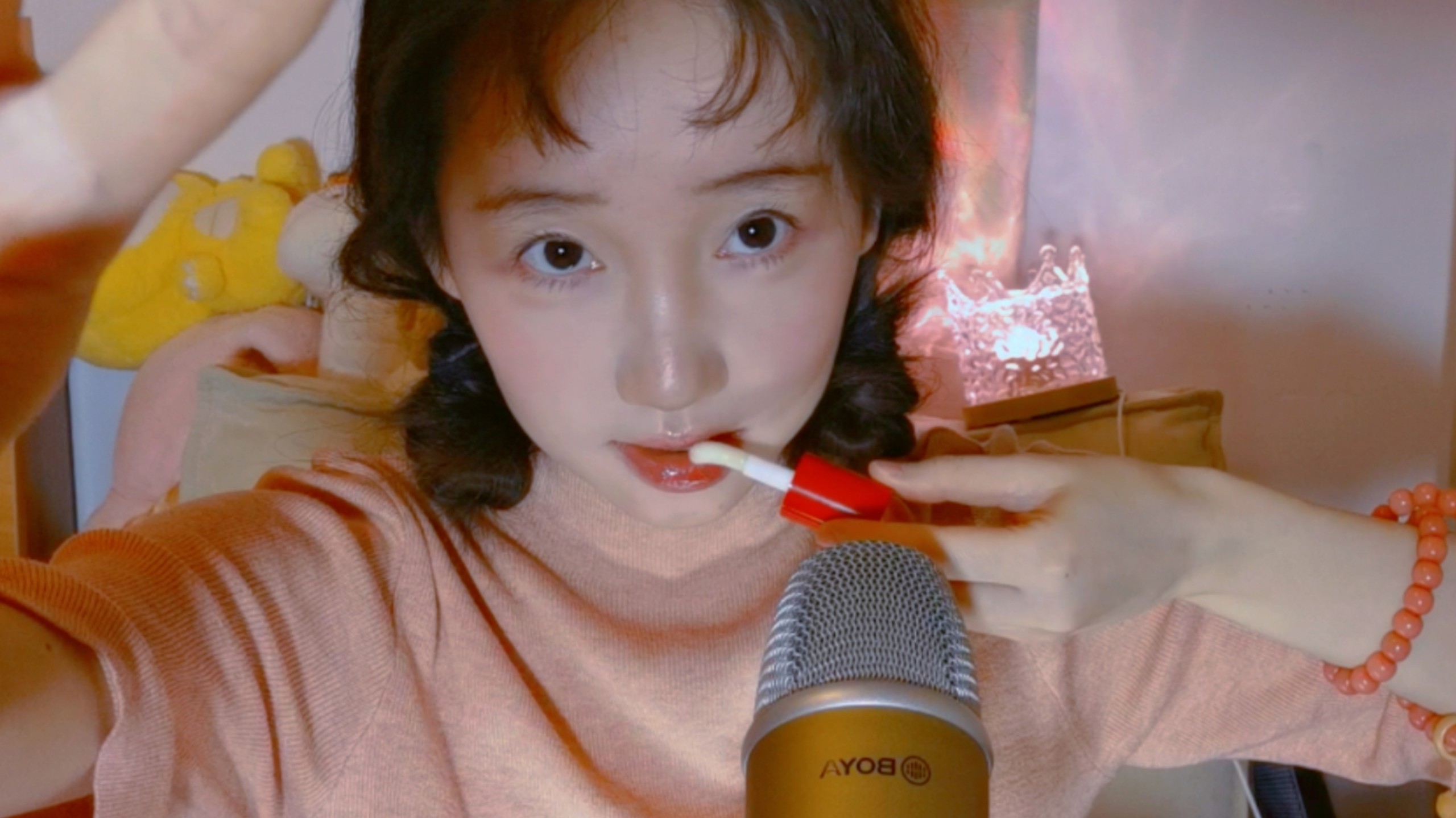 助眠ASMR 涂唇油➕手势 口月空触发