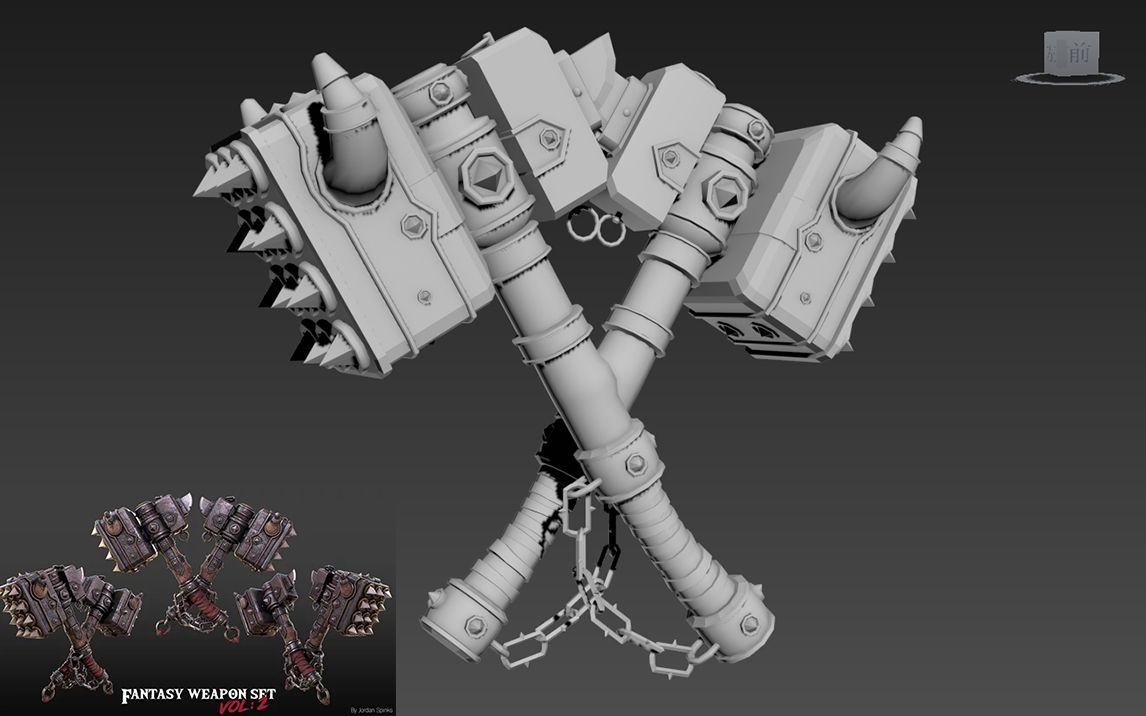 【3dmax游戏建模】热门游戏武器低模布线,3dmax零基础建模教程_哔哩