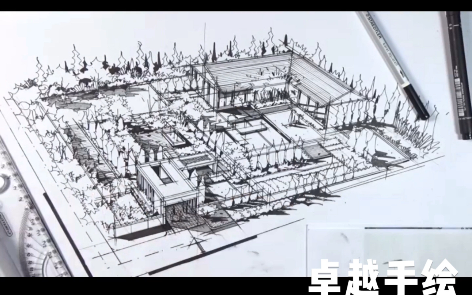 [景观建筑手绘] 鸟瞰图线稿不要错过哔哩哔哩bilibili