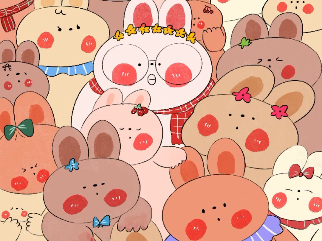 绘画过程:一窝兔子