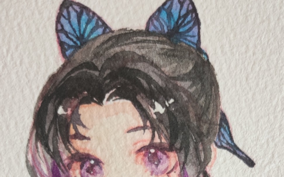 水彩过程】教你画只蝴蝶忍 混色狂魔