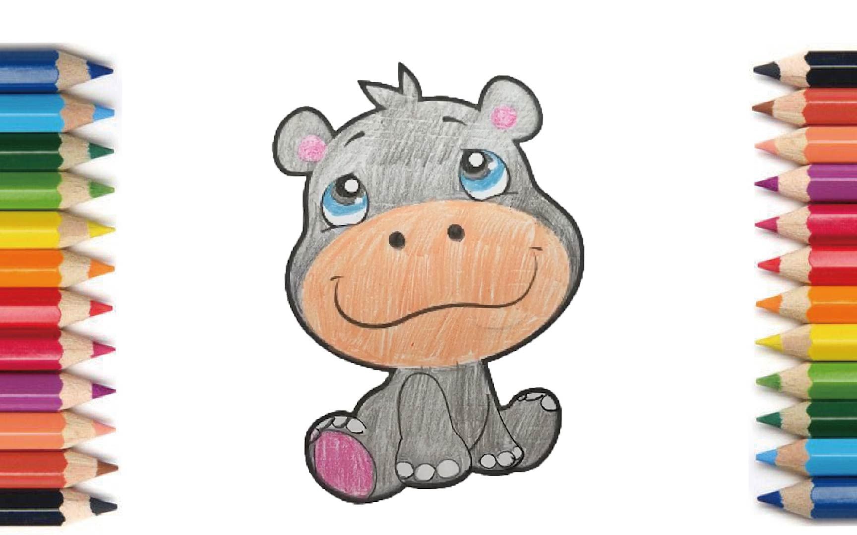 【coloring】hippo 【塗り絵】カバ 【涂色】河马 