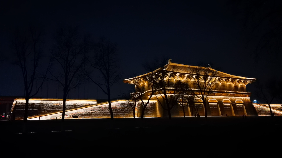 夜幕下的大明宫丹凤门_哔哩哔哩_bilibili