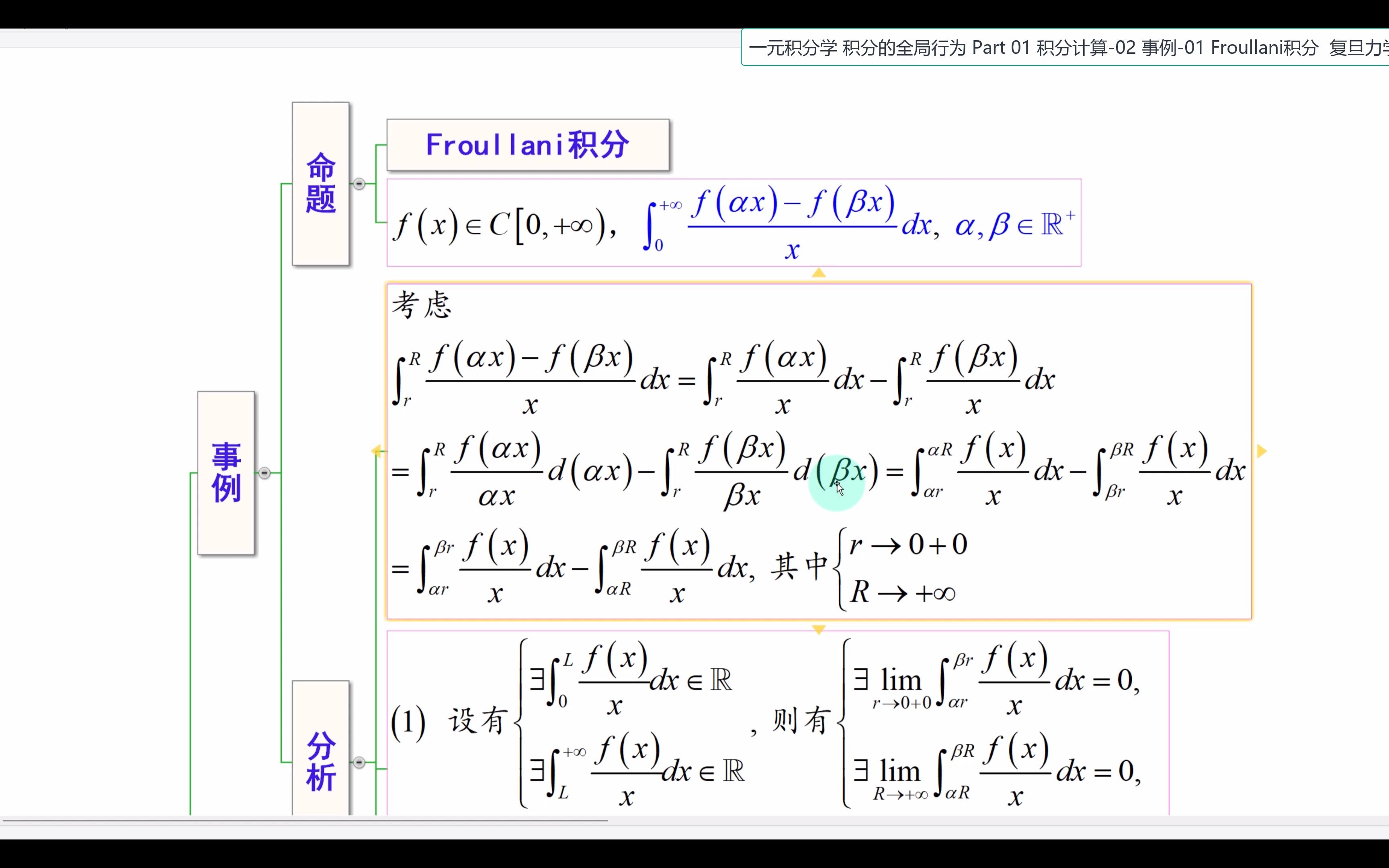 一元积分学 积分的全局行为 Part 01 积分计算02 事例01 Froullani积分哔哩哔哩bilibili