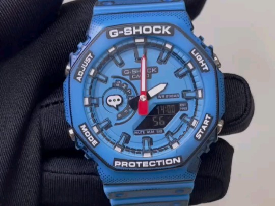 今天分享蓝色高仿卡西欧2100系列动漫手表实拍