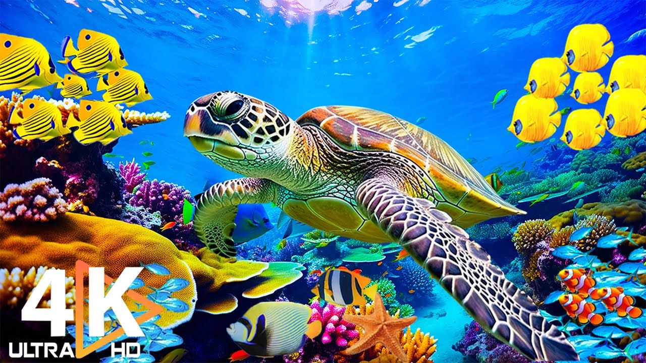 海洋 4k - 水族馆里美丽的珊瑚礁鱼,放松的海洋动物