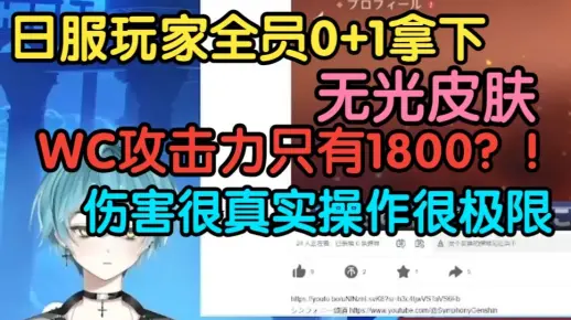 青衫看日服玩家全员0+1拿下无光皮肤：WC攻击力只有1800？！他这个伤害很真实！应该是把属性压到极致了