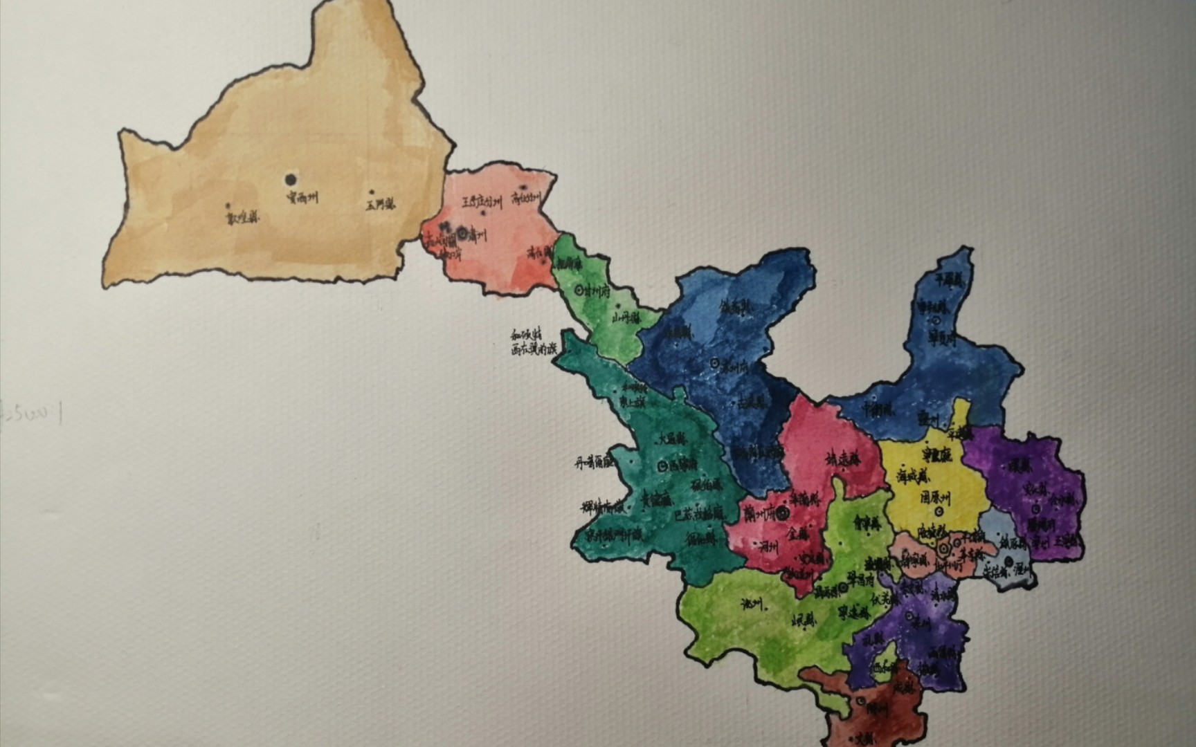 【地图】手绘晚清时代的甘肃地图