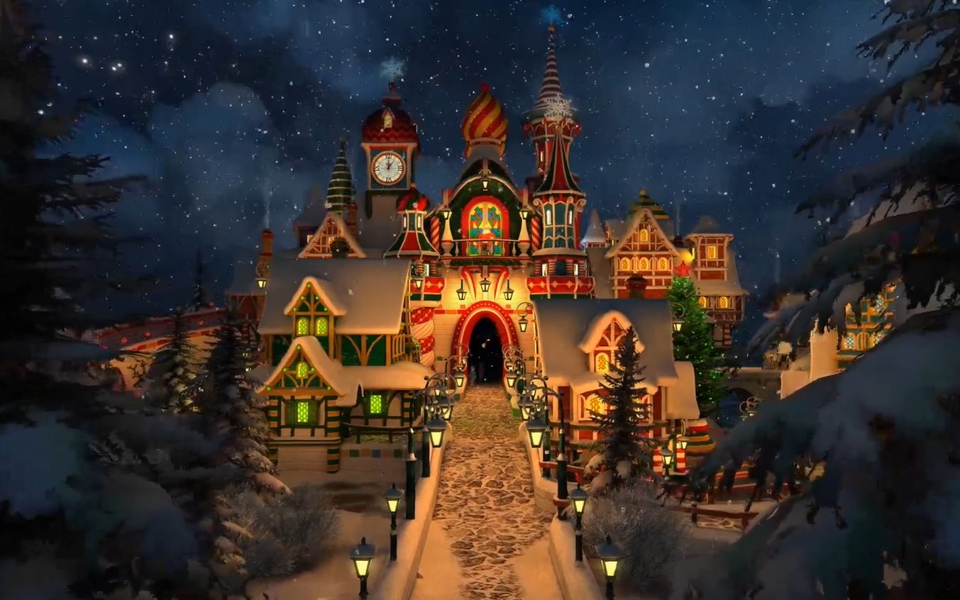 f8702k高清画质卡通城堡梦幻雪夜圣诞节元旦晚会春季晚会六一儿童节