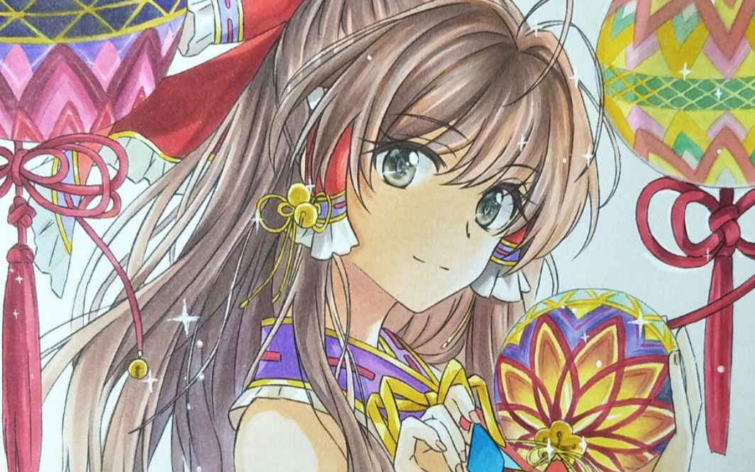 【马克笔手绘·临摹】马克笔の绘画过程——博丽灵梦·临摹篇_哔哩