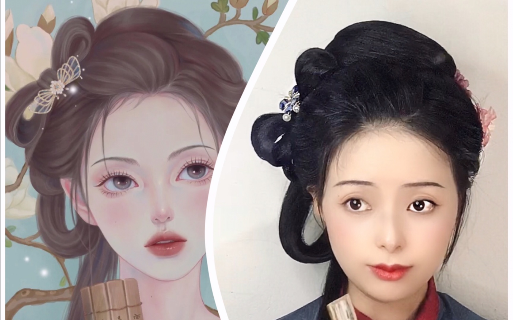 汉服发型教程|适合明制或宋制的温柔端庄同款画中人发型 原画:cheese
