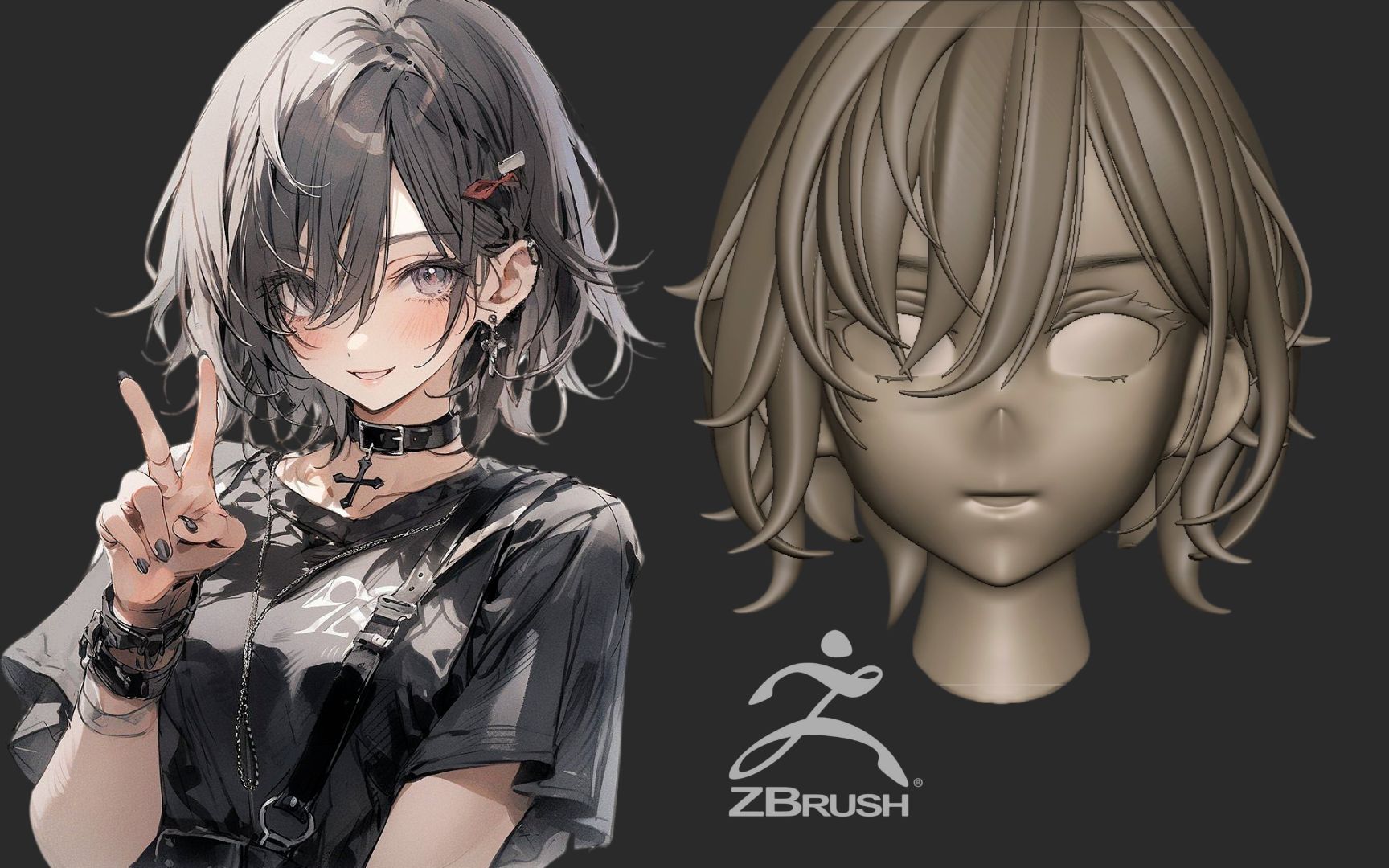 zbrush雕刻 二次元头像模型雕刻