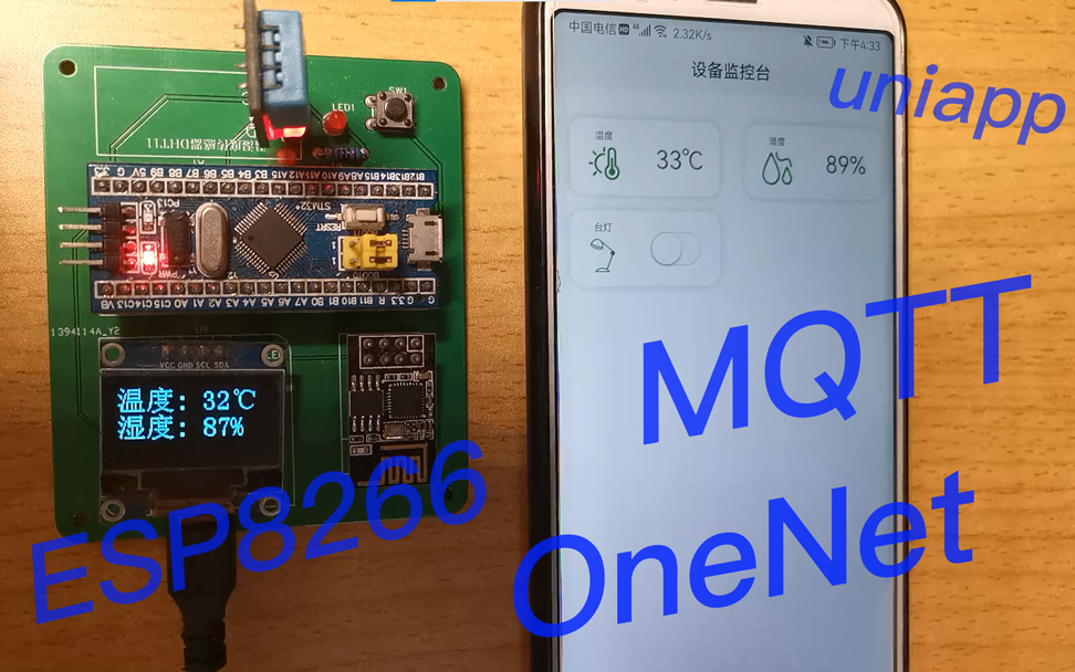 [图]电子信息物联网智能家居毕设demo，小白实践记录与分享，STM32+MQTT+OneNet+ESP8266+uniapp