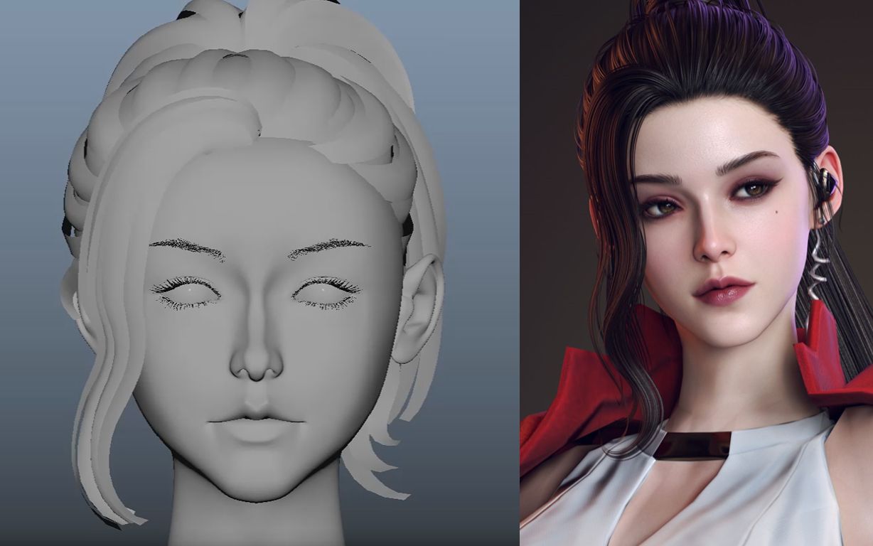 【maya角色建模】影视角色罗刹女性建模,零基础人物布线讲解