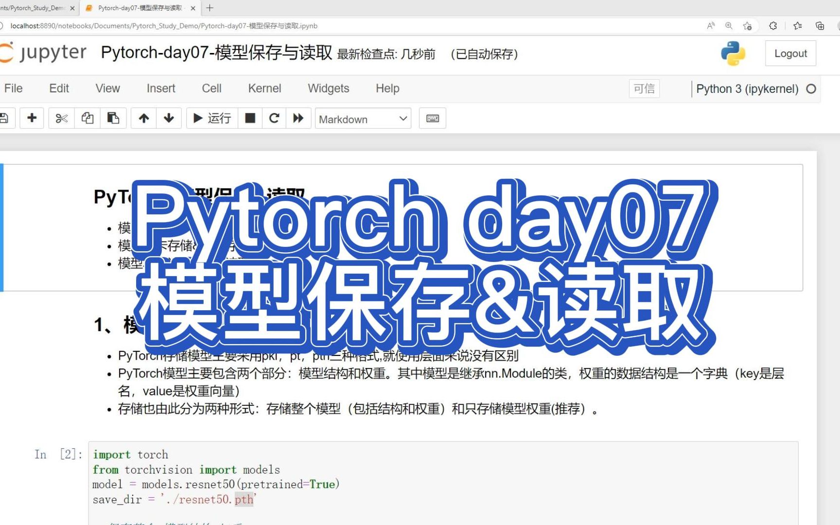 PyTorch10天入门07模型保存与读取哔哩哔哩bilibili