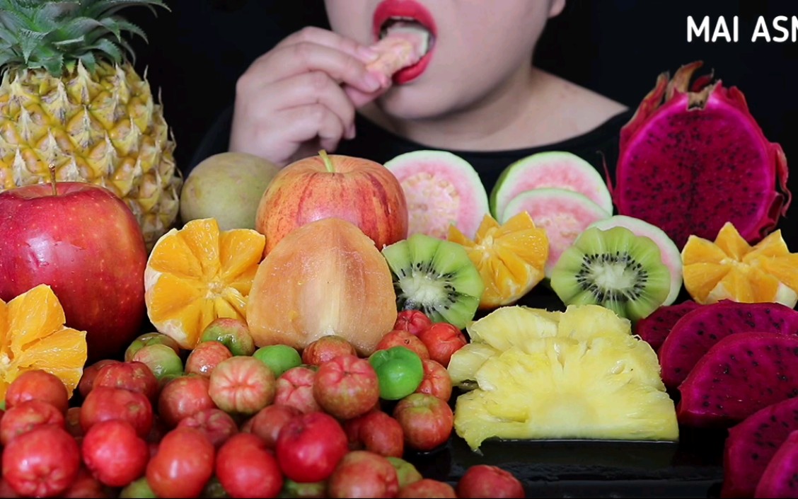 东南亚吃播莲雾苹果菠萝猕猴桃火龙果人心果橙子芭乐